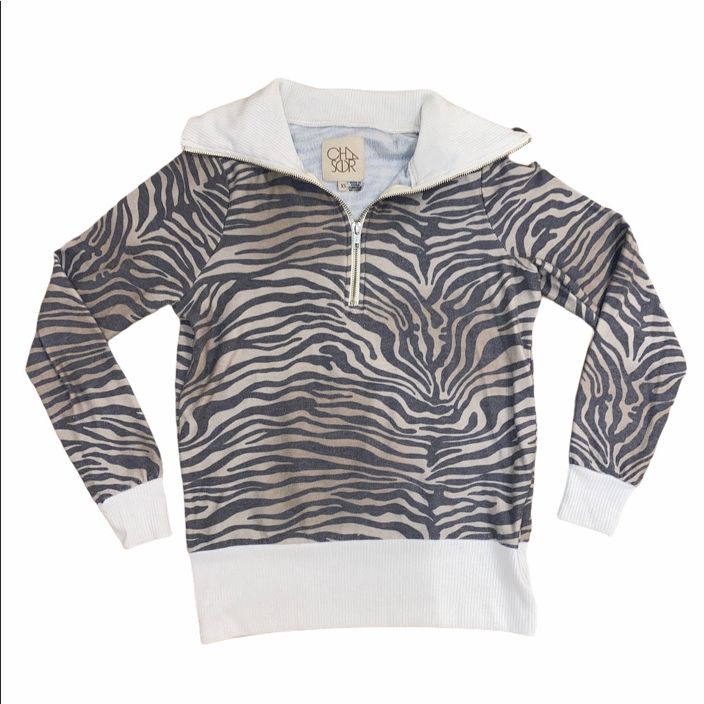 Chaser tiger quarter zip sweater